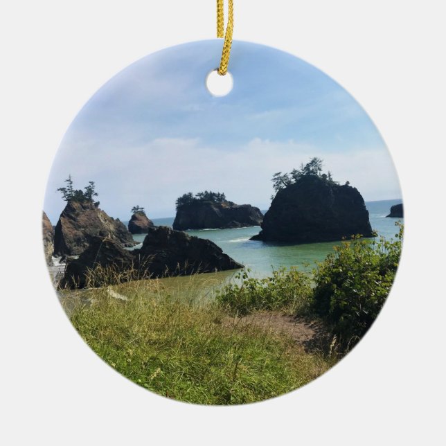 Secret Beach, Samuel H. Boardman, Oregon Ceramic Tree Decoration (Front)
