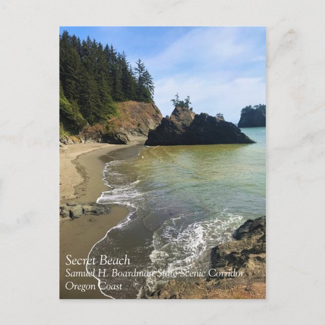 Secret Beach, Samuel H. Boardman, Oregon Postcard (Front)