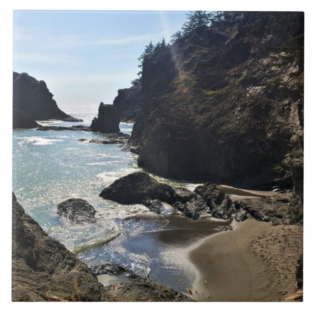 Secret Beach, Samuel H. Boardman, Oregon Tile (Front)