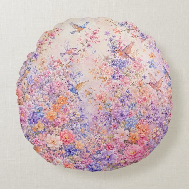 Secret Blossom Symphony Round Cushion (Front)