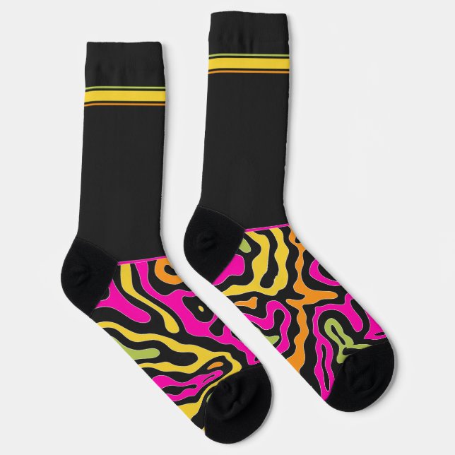 Secret Colourful Topography on Black Socks (Right)
