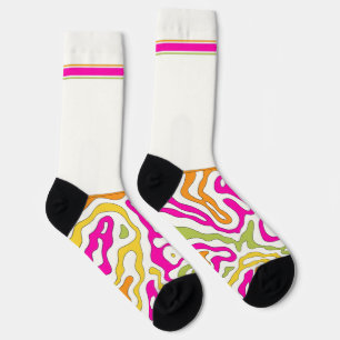 Secret Colourful Topography on White Socks