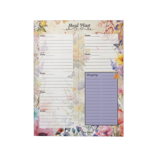 Secret Garden 7 Day Meal Planner Tear-Away Notepad (Rotated)