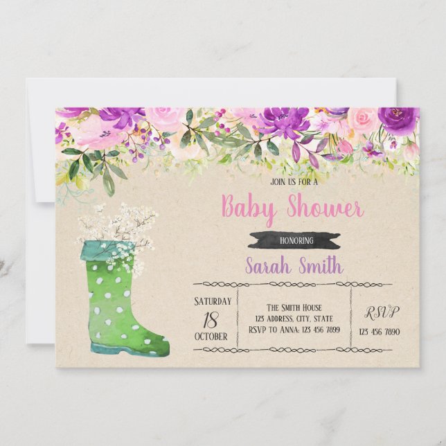 Secret garden baby shower invitation (Front)