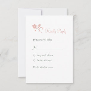 Secret Garden Blush Pink Floral Lovebirds Wedding RSVP Card