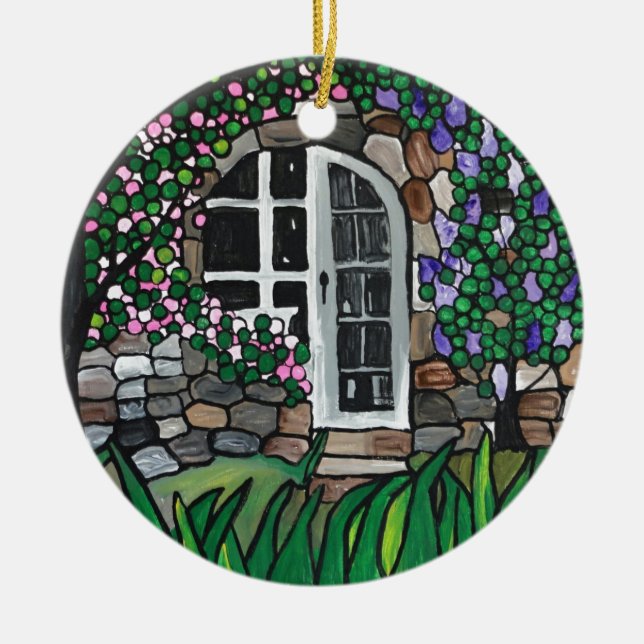 Secret garden door ceramic tree decoration (Front)