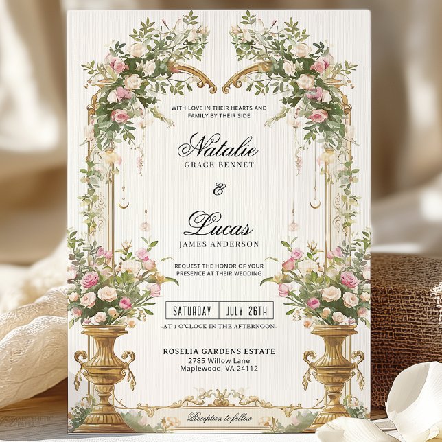 Secret Garden Floral Arch Wedding Invitation (Creator Uploaded)