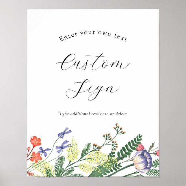 Secret Garden Floral Custom Text Sign (Front)
