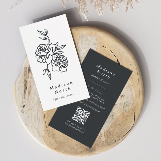Secret Garden | Floral Vertical QR Code Business Card (Creator Uploaded)