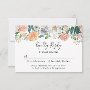 Secret Garden Floral Wedding RSVP Meal Choice Card