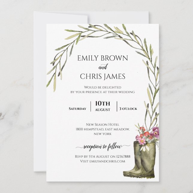Secret Garden Foliage | Coupleboots Rustic Wedding Invitation (Front)