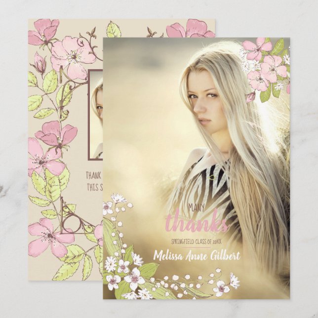 Secret Garden Graduation Thank You Photo Invitation (Front/Back)