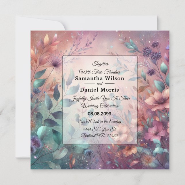 Secret Garden in Evening Glow Wedding Invitation (Front)
