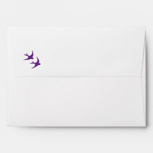 Secret Garden Purple Floral Lovebirds Wedding Envelope