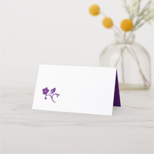 Secret Garden Purple Floral Lovebirds Wedding Place Card