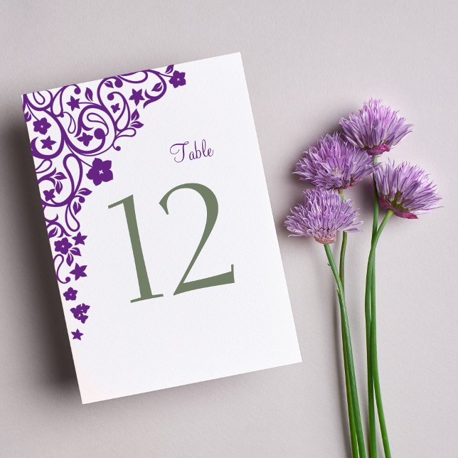 Secret Garden Purple Floral Wedding Table Number (Creator Uploaded)