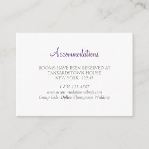 Secret Garden Purple Wedding Accommodations Enclosure Card