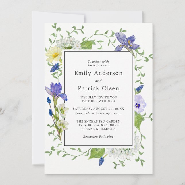 Secret Garden Rustic Boho Wildflowers Wedding Invitation (Front)