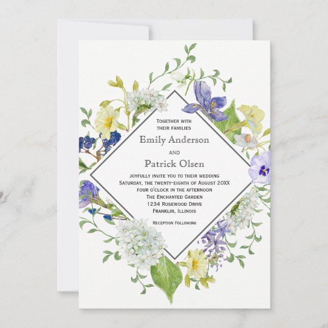 Secret Garden Rustic Boho Wildflowers Wedding Invitation (Front)