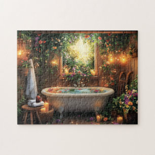 Secret Garden Spa Bath Floral Nature Retreat Jigsaw Puzzle