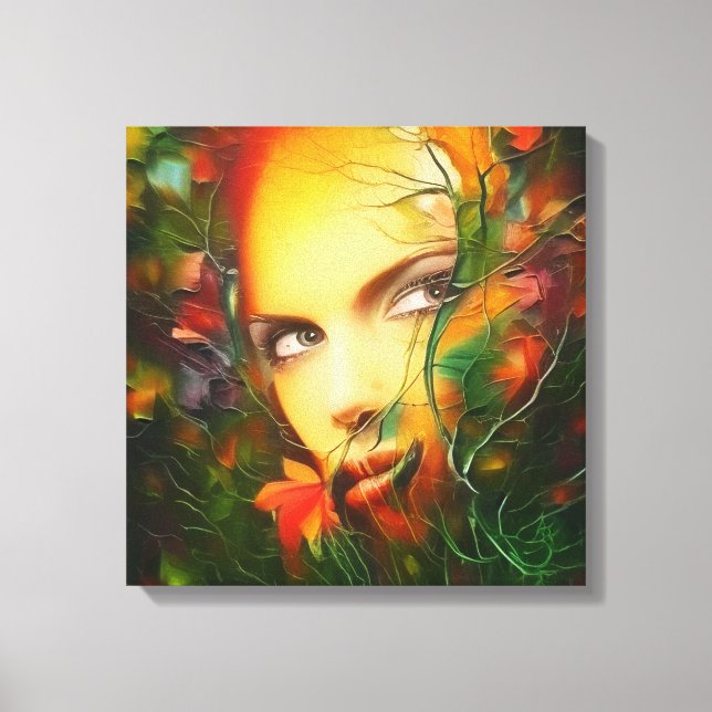 secret garden surreal art portrait beautiful woman canvas print (Front)
