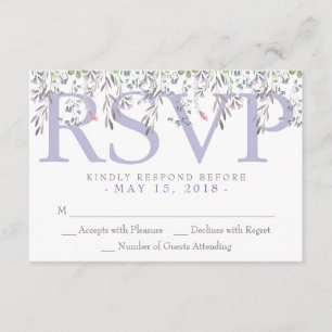 Secret Garden Watercolor Floral Lilac RSVP Card