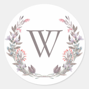 Secret Garden Watercolor Floral Monogram Sticker