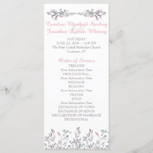 Secret Garden Watercolor Floral Program Cards