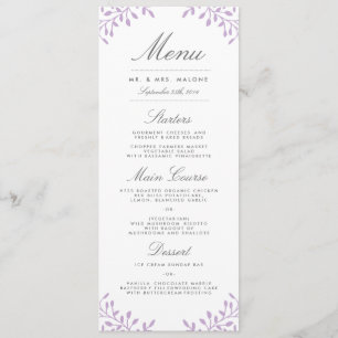 Secret Garden Wedding Dinner Menu - Orchid