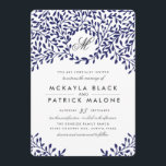 Secret Garden Wedding Invite - Navy<br><div class="desc">Elegant navy blue wedding design by Shelby Allison. Click the link below to view the entire Secret Garden Collection that includes matching invites,  rsvp cards,  postage stamps and more.</div>