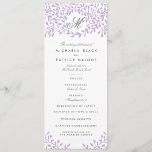 Secret Garden Wedding Programs - Orchid Programme