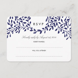 Secret Garden Wedding RSVP - Navy Card