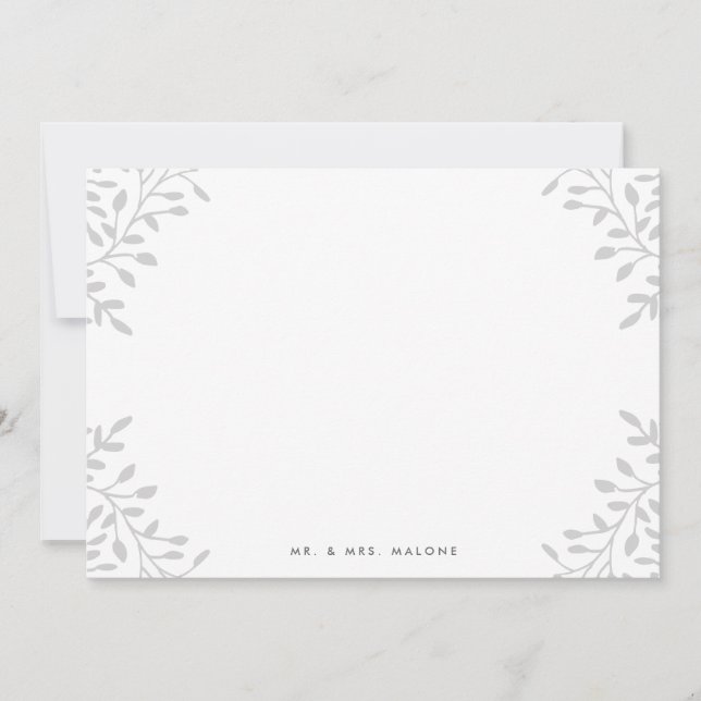 Secret Garden Wedding Stationery - Grey Note Card (Front)