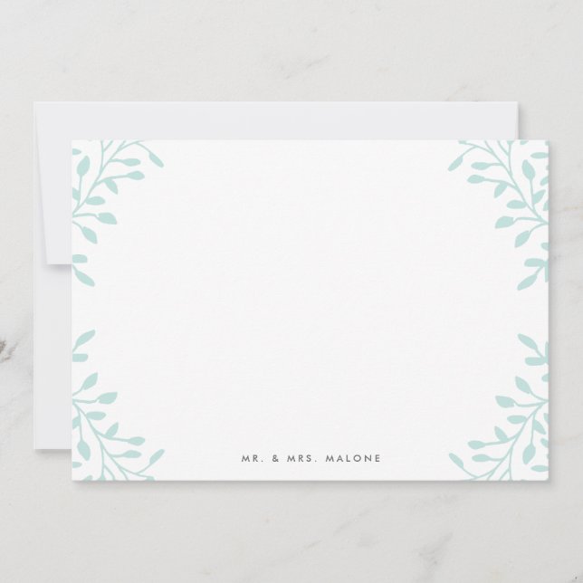 Secret Garden Wedding Stationery - Mint Note Card (Front)