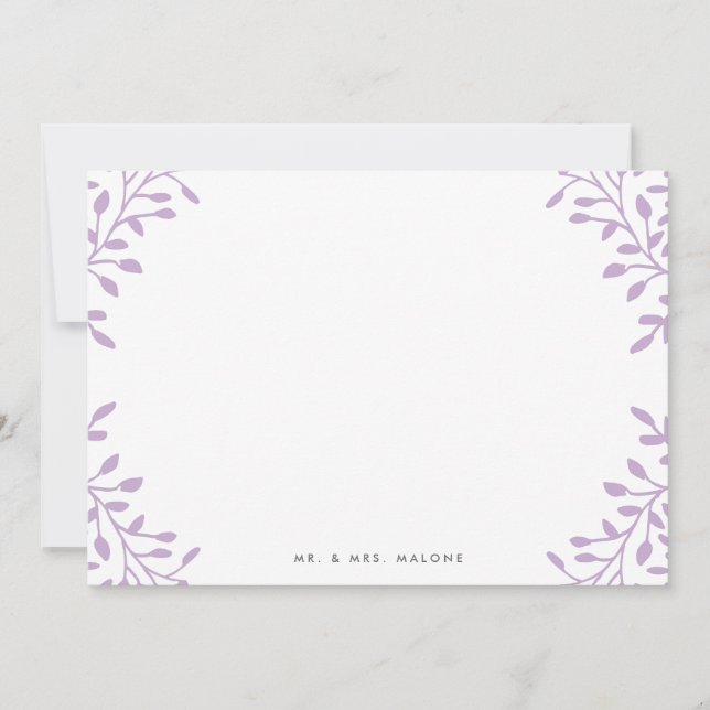 Secret Garden Wedding Stationery - Orchid Purple Note Card (Front)