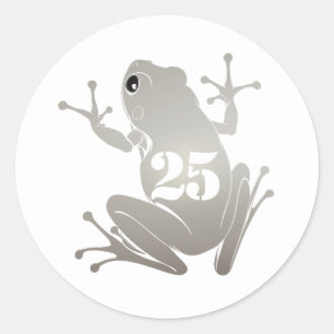 Secret Heart "25" Silver Anniversary Flying Frog Classic Round Sticker