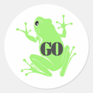 Secret Heart "GO" Green Flying Frog Classic Round Sticker
