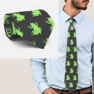 Secret Heart Green Frog Minimalist Graphic Tie