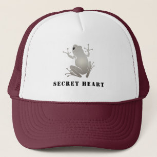 Secret Heart Silver Frog Custom Text Trucker Hat