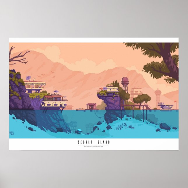Secret Island  Pixel art diorama Poster (Front)