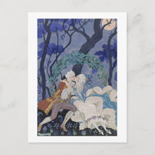 Secret Kiss, illustration for 'Fetes Galantes' by Postcard