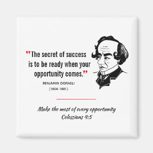 Secret Of Success Quote Disraeli Magnet