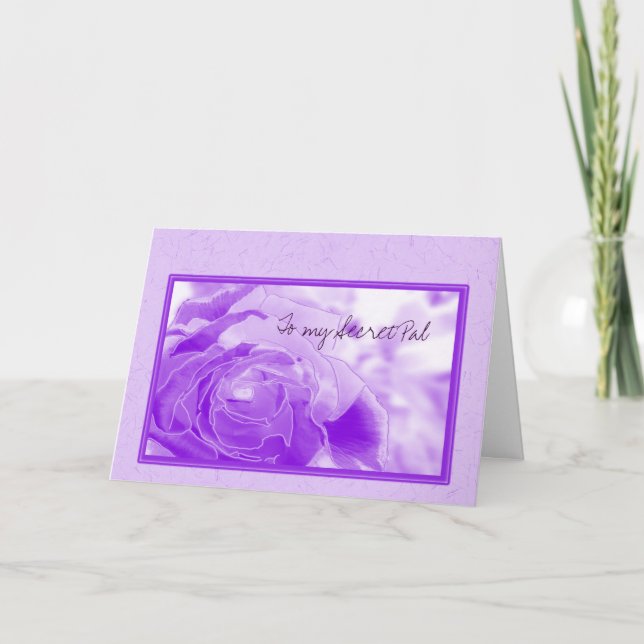 Secret Pal lavender rose Holiday Card (Front)