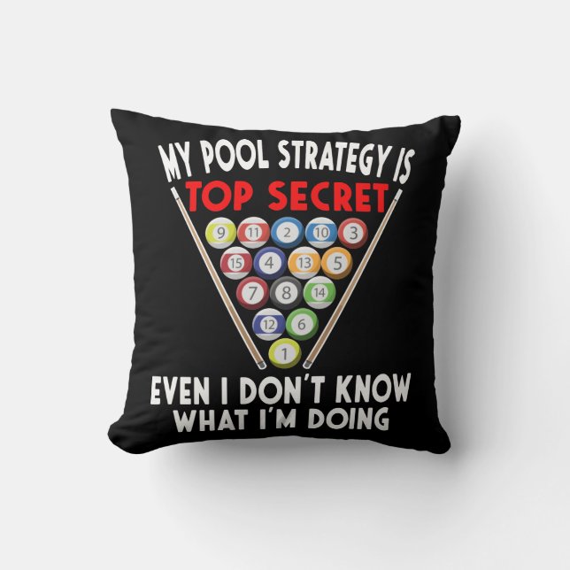 Secret Pool Strategy 8 Ball Funny Billiard Player Cushion (Front)