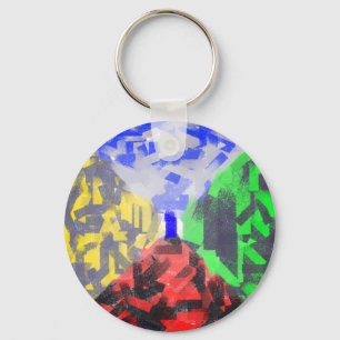 Secret Room Modern Abstract original Colourful Art Key Ring