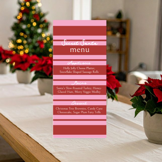 Secret Santa Cabana Pink and red Stripe Preppy Menu (Creator Uploaded)
