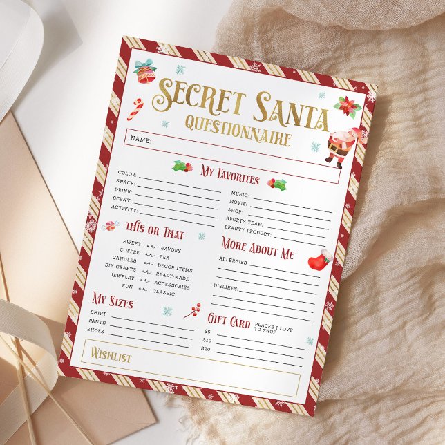 Secret Santa Christmas Gift Exchange Questionnaire (Creator Uploaded)