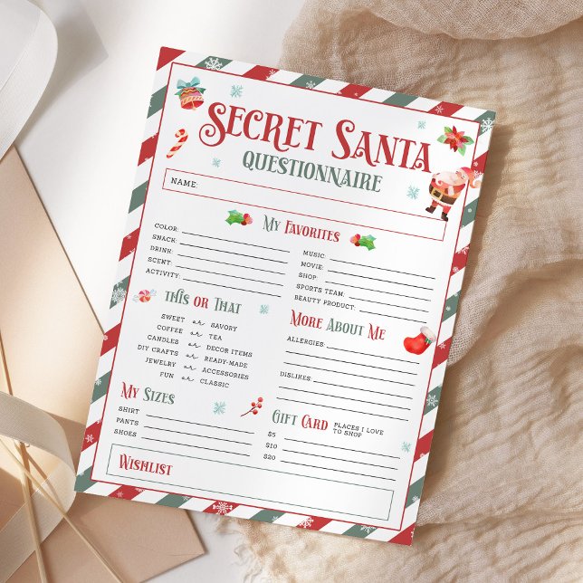 Secret Santa Christmas Gift Exchange Questionnaire (Creator Uploaded)
