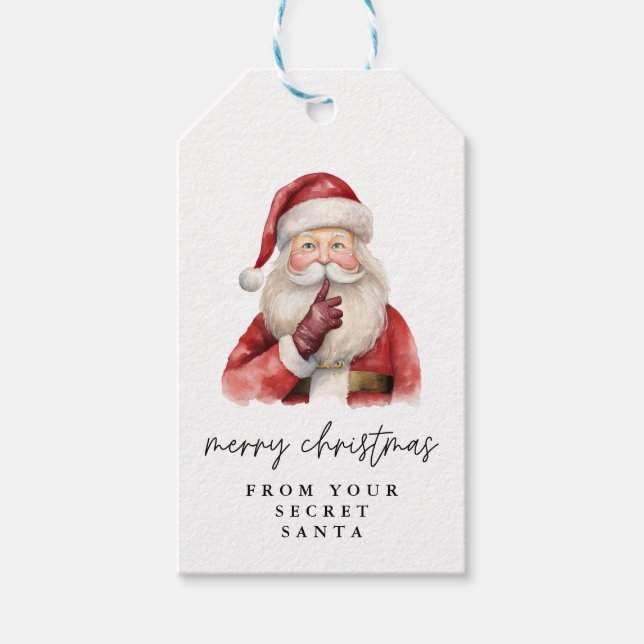 Secret Santa Christmas Gift Watercolor Tags (Front)