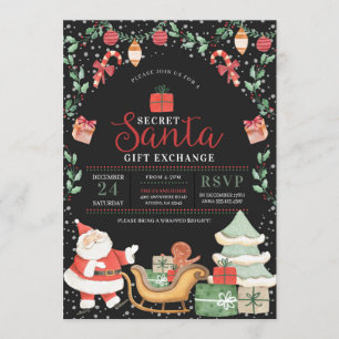 Secret Santa Christmas Holiday Gift Exchange Invitation